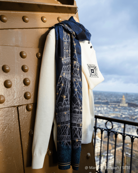 67x180cm Night Wool & Silk Stole - Eiffel Tower Shop